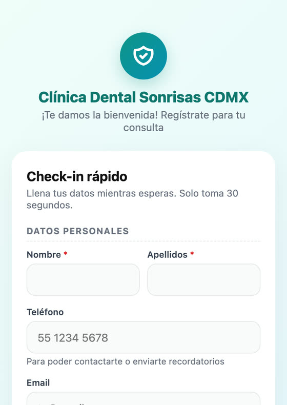 Registro con QR en la sala de espera